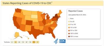 CDC: casos de COVID-19 por estado